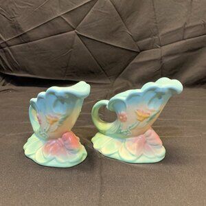 Hull Pottery Bow Knot Candle Holders Beautiful Pastel Colors NO Chips or Cracks